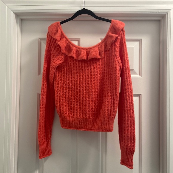 Anthropologie Sweaters - Pink Anthropologie sweater ruffle neck